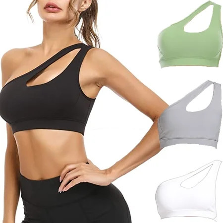 Dicasser Sports Bra for Women Sexy One Shoulder Sports Bra Removable Padded Yoga Top Wirefree Sexy M | Walmart (US)