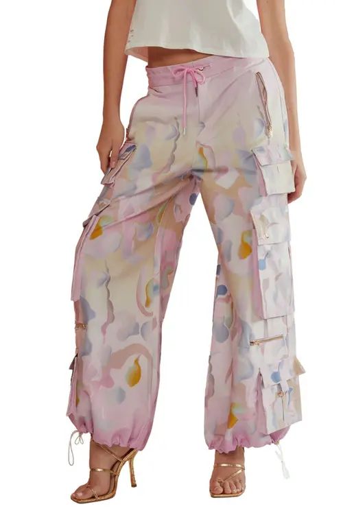Cynthia Rowley Tie Dye Twill Cargo Pants in Ppnkm at Nordstrom, Size Small | Nordstrom