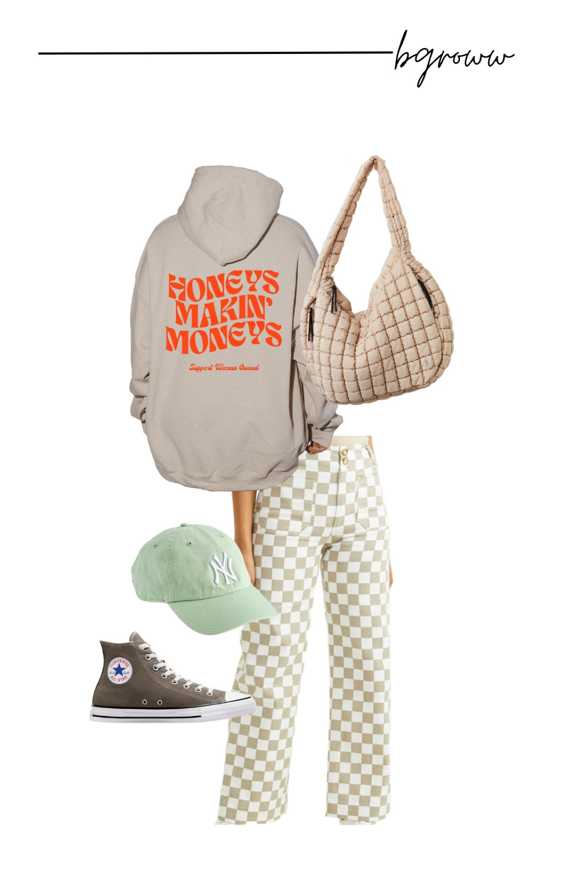 Sweatshirt is wethebabes code BGROWW

spring colorful outfit inspo
Checkered wide leg pants
Dad hat
Oversized sweatshirt
Sneakers


#LTKstyletip #LTKitbag #LTKunder100