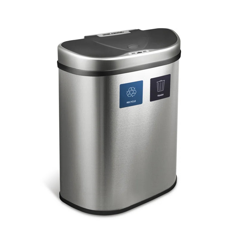Nine Stars Steel 18.5 Gallon Motion Sensor Multi-Compartments Trash and Recycling BinSee More by ... | Wayfair North America