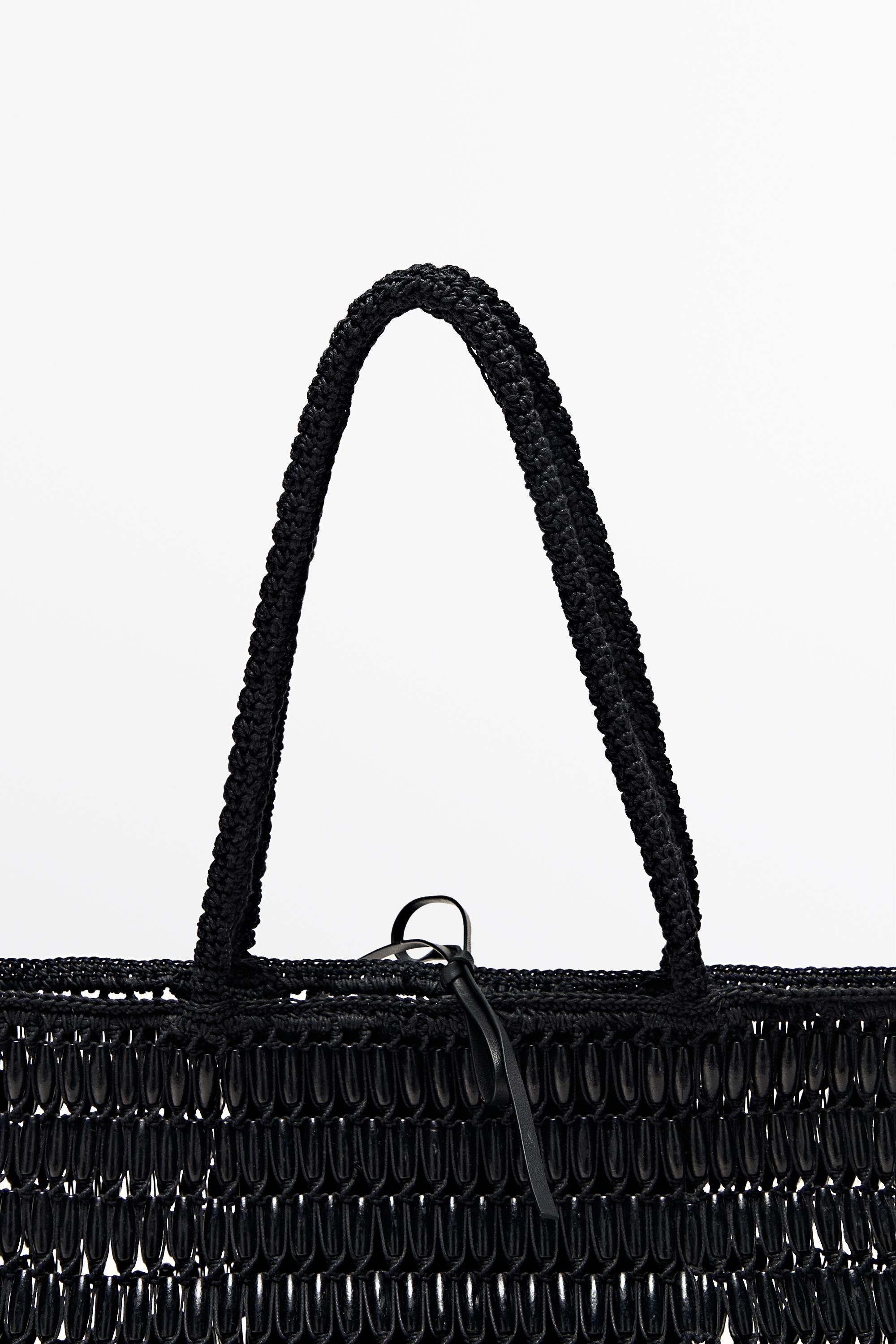 Tote bag with wooden details \u00b7 Black \u00b7 Bags\u00e2 And\u00e2 Backpacks | Massimo Dutti | Massimo Dutti UK