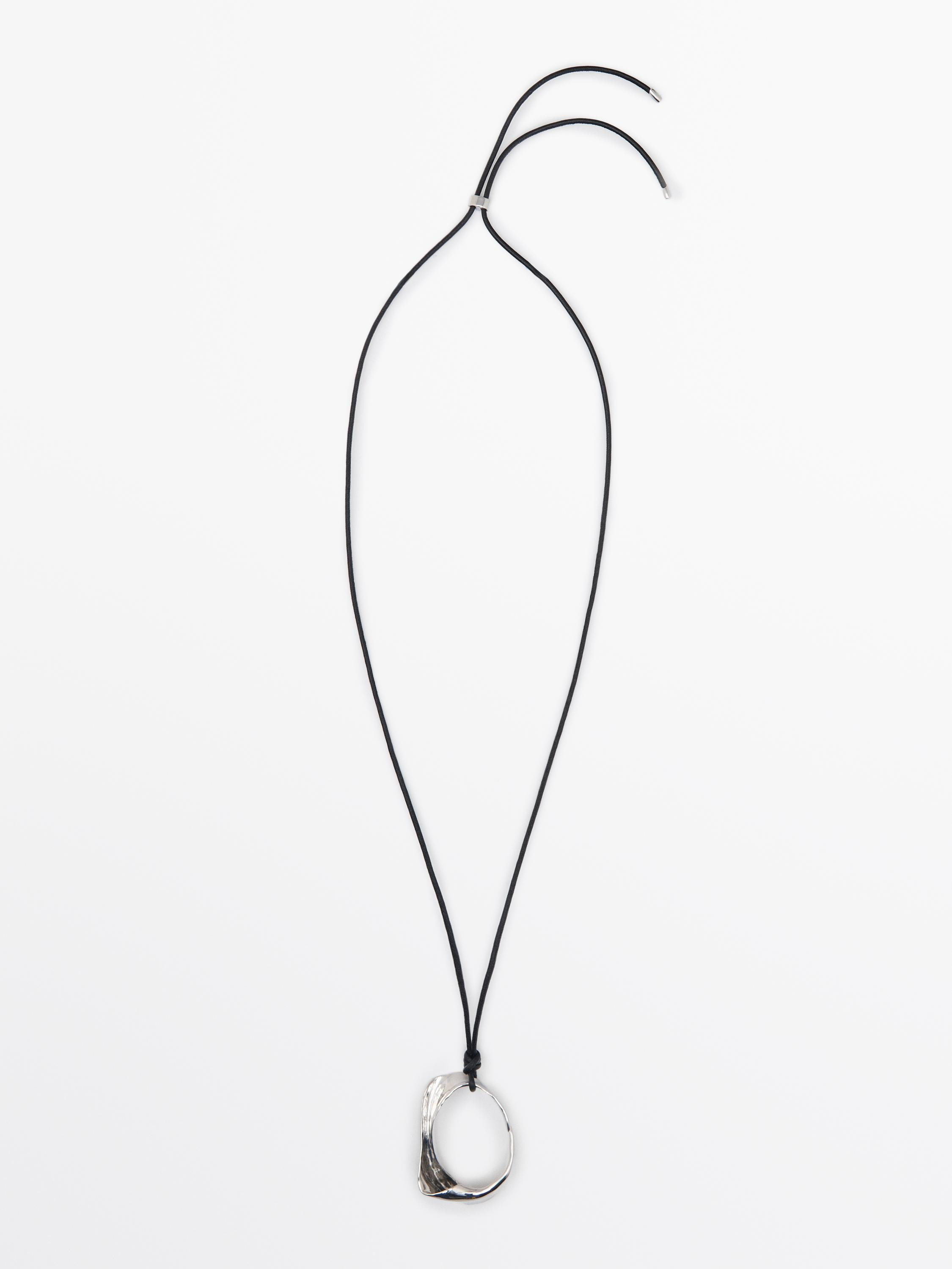 Leather cord necklace with irregular pendant | Massimo Dutti UK