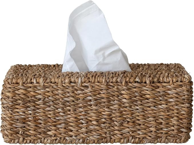 Creative Co-Op Hand-Woven Seagrass Tissue Box Cover, Natural | Amazon (US)