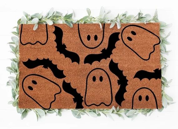 Ghost & Bats Doormat - Fall Doormat - Halloween Doormat - Halloween - Home Decor - Custom Doormat... | Etsy (US)