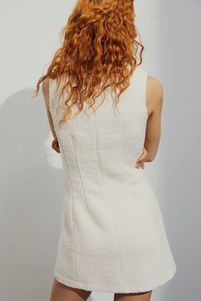 Bouclé dress - White - Ladies | H&M GB | H&M (UK, MY, IN, SG, PH, TW, HK)