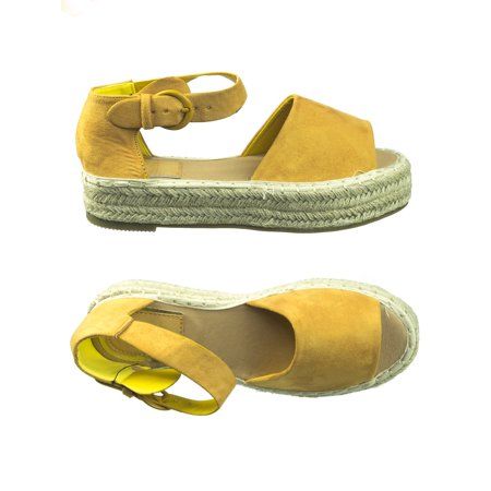 Soda - Topic by Soda, Espadrille Jute Rope Wrap Platform Flatform Rubber Shark tooth Flat Sandal ... | Walmart (US)