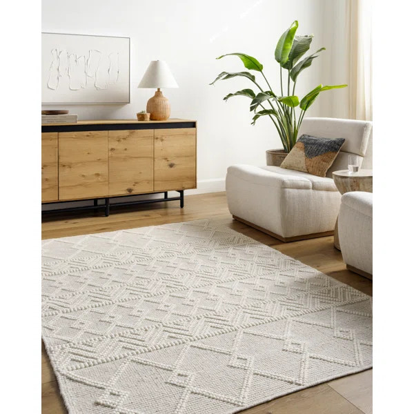 Kayson Moroccan Flatweave Area Rug in Cream | Wayfair North America
