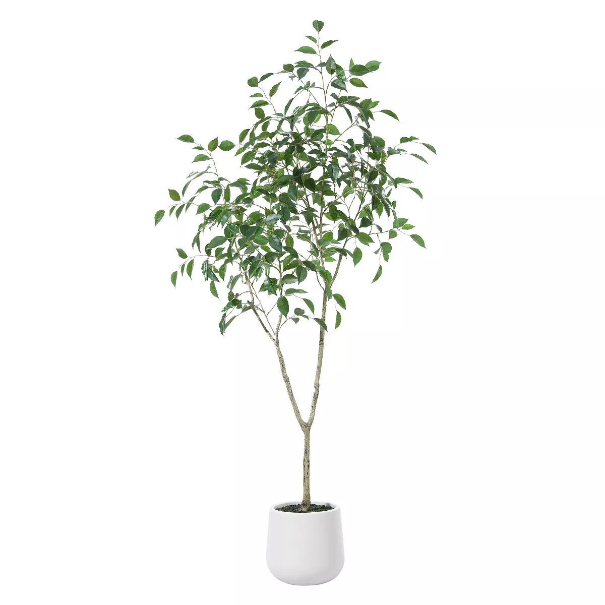 Kazeila 5-7FT Faux Ficus Tree with Oval White Planter, Pre Potted Faux Greenry Tree for Home Deco... | Target