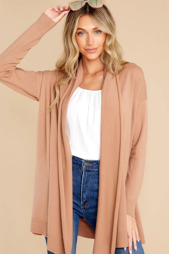 Lovely Weather Dusty Camel Cardigan | Red Dress 