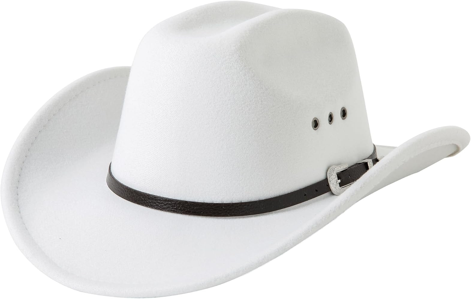 Lanzom Women Men Wool Felt Wide Brim Western Cowboy Hat Cowgirl Hat with Buckle Halloween Party H... | Amazon (US)