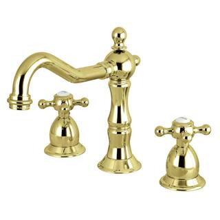 Kingston Brass Heritage 2-Handle 8 in. Widespread Bathroom Faucets with Brass Pop-Up in Polished Bra | The Home Depot