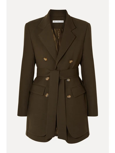 Elliot belted double-breasted layered wool-blend twill blazer | NET-A-PORTER (UK & EU)