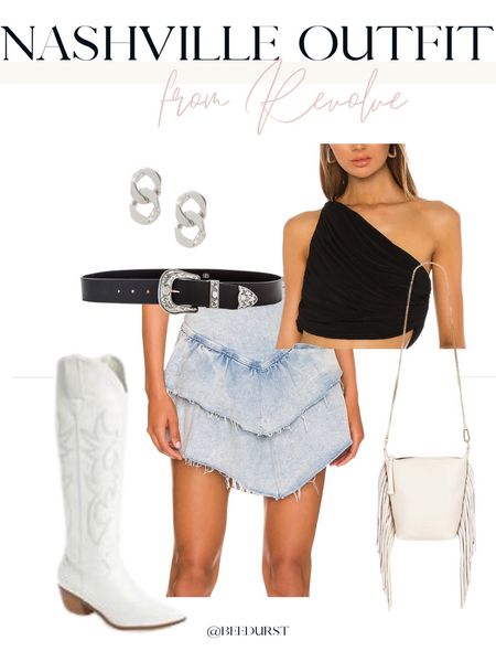 Reminiscing over my trip to Nashville last year. How perfect is this outfit!? Denim mini skirt, one should crop top, fringe purse, belt, Billini boots, cowboy books, Nashville outfit, vacation outfit, bachelorette outfit, girls weekend, summer outfit, spring outfit

#LTKitbag #LTKshoecrush #LTKtravel