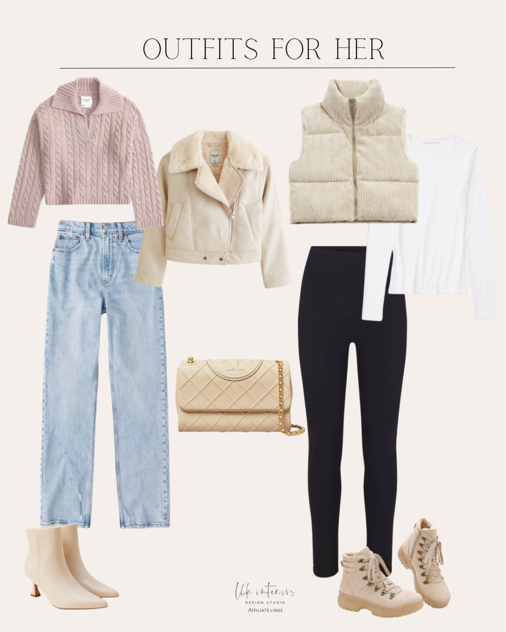 Outfits For Her 
Fleming soft convertible leather shoulder bag / long sleeve tee / fits everybody leggings / women’s pointed heel boots / ultra high rise straight jeans / vegan leather shearling biker jacket / cable notch- neck sweater / fur lined ankle boots / cropped puffer vest / cream purse / Abercrombie & Fitch / Nordstrom / Amazonn

#LTKfamily #LTKSeasonal #LTKstyletip
