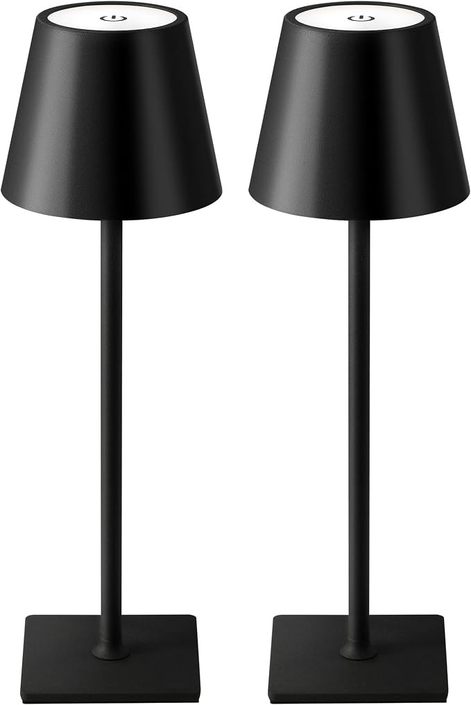 2 Pack Cordless Table Lamp, Portable LED Desk Lamps, 5000mAh Battery Operated, 3 Color Stepless D... | Amazon (US)