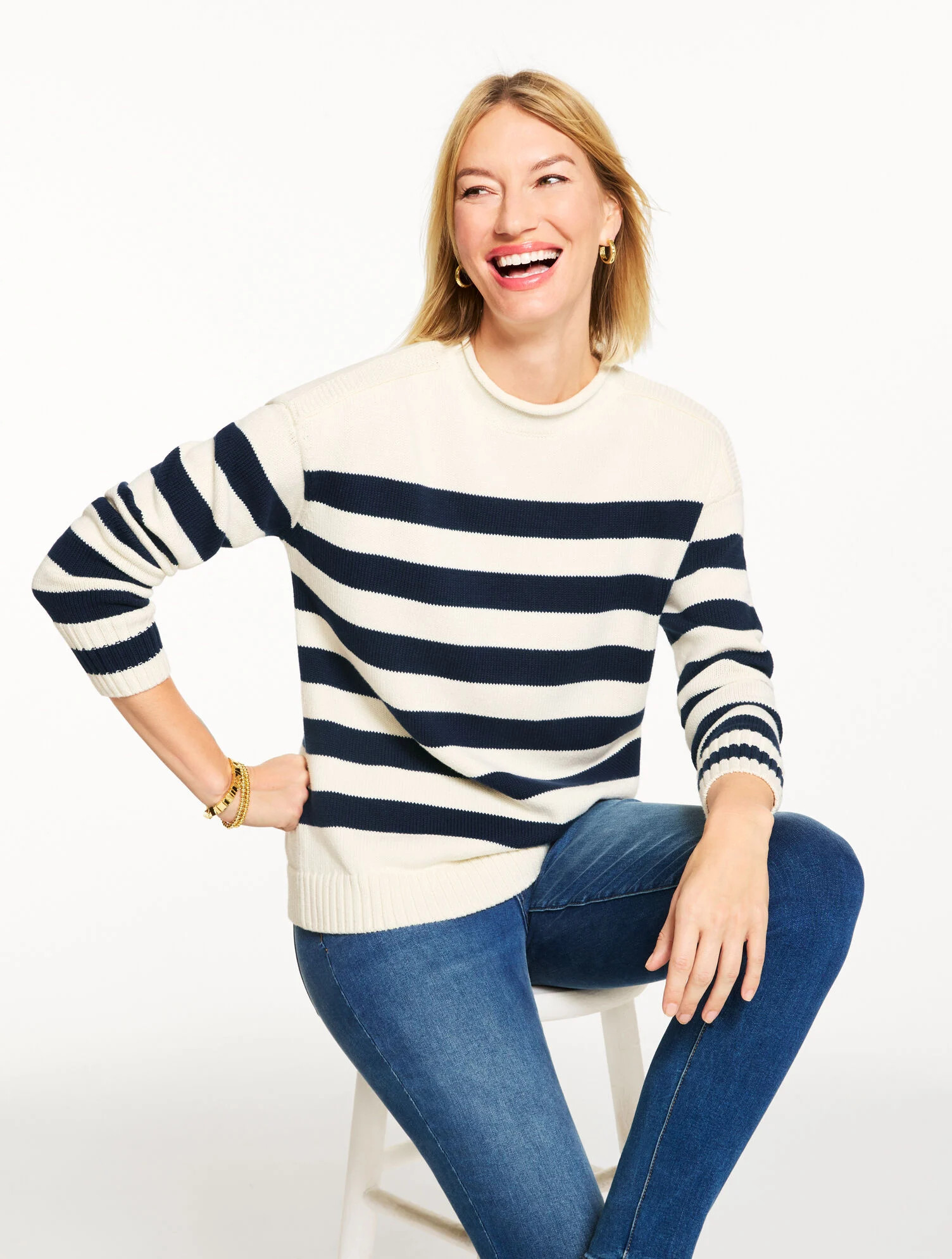 The Classic Roll Neck Sweater - Striped | Talbots