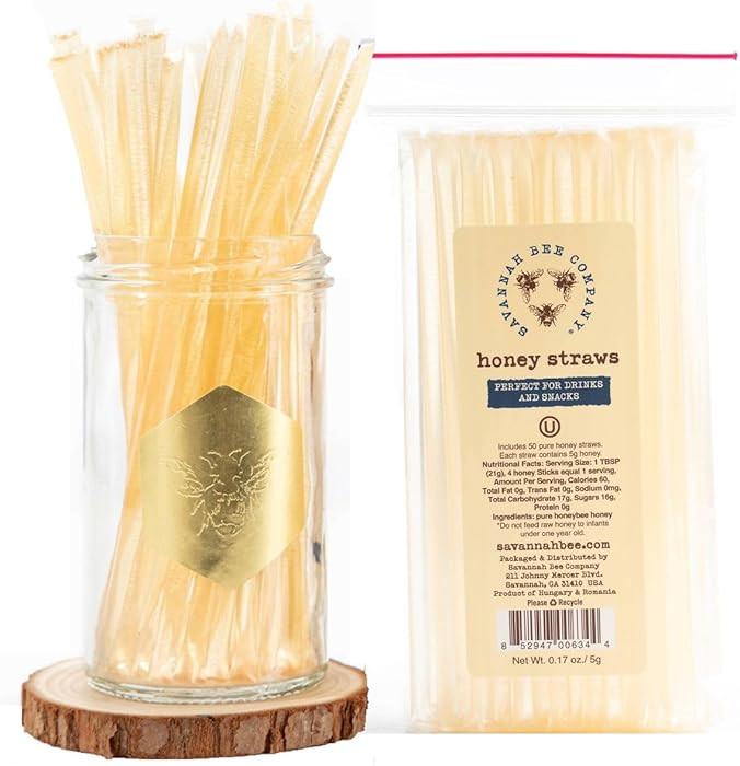 Savannah Bee Company Honey Straws - Pack of 50 - Pure and All Natural Honey Sticks Made in the US... | Amazon (US)