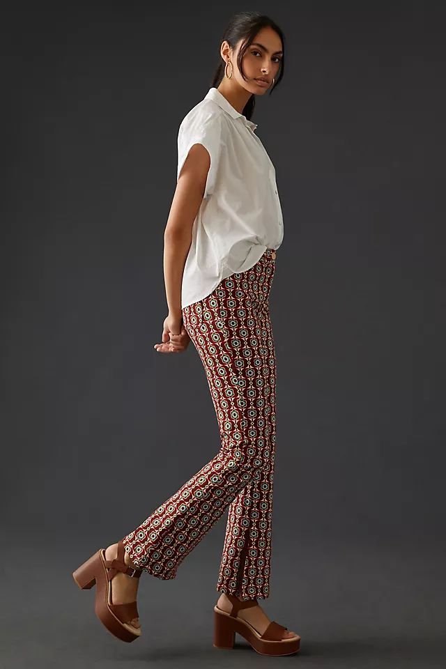 Maeve Mid-Rise Flare Stretch Pants | Anthropologie (US)