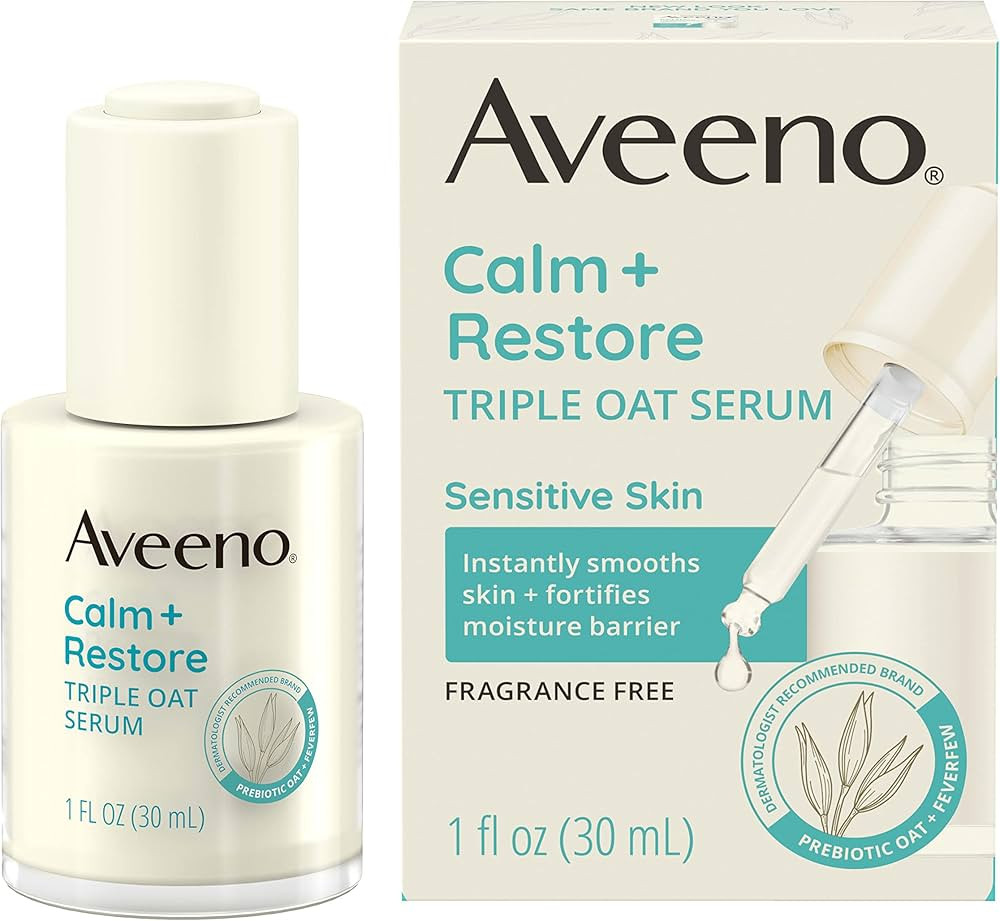 Aveeno Calm + Restore Triple Oat Hydrating Face Serum for Sensitive Skin, Gentle, Lightweight Fac... | Amazon (US)