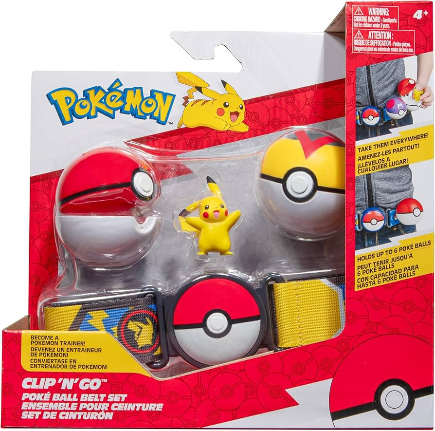 Pokémon Pikachu Clip ‘N’ Go Belt Set - 2-Inch Pikachu Battle Figure with Clip ‘N’ Go Belt Plus Poké and Level Ball Accessories | Amazon (US)