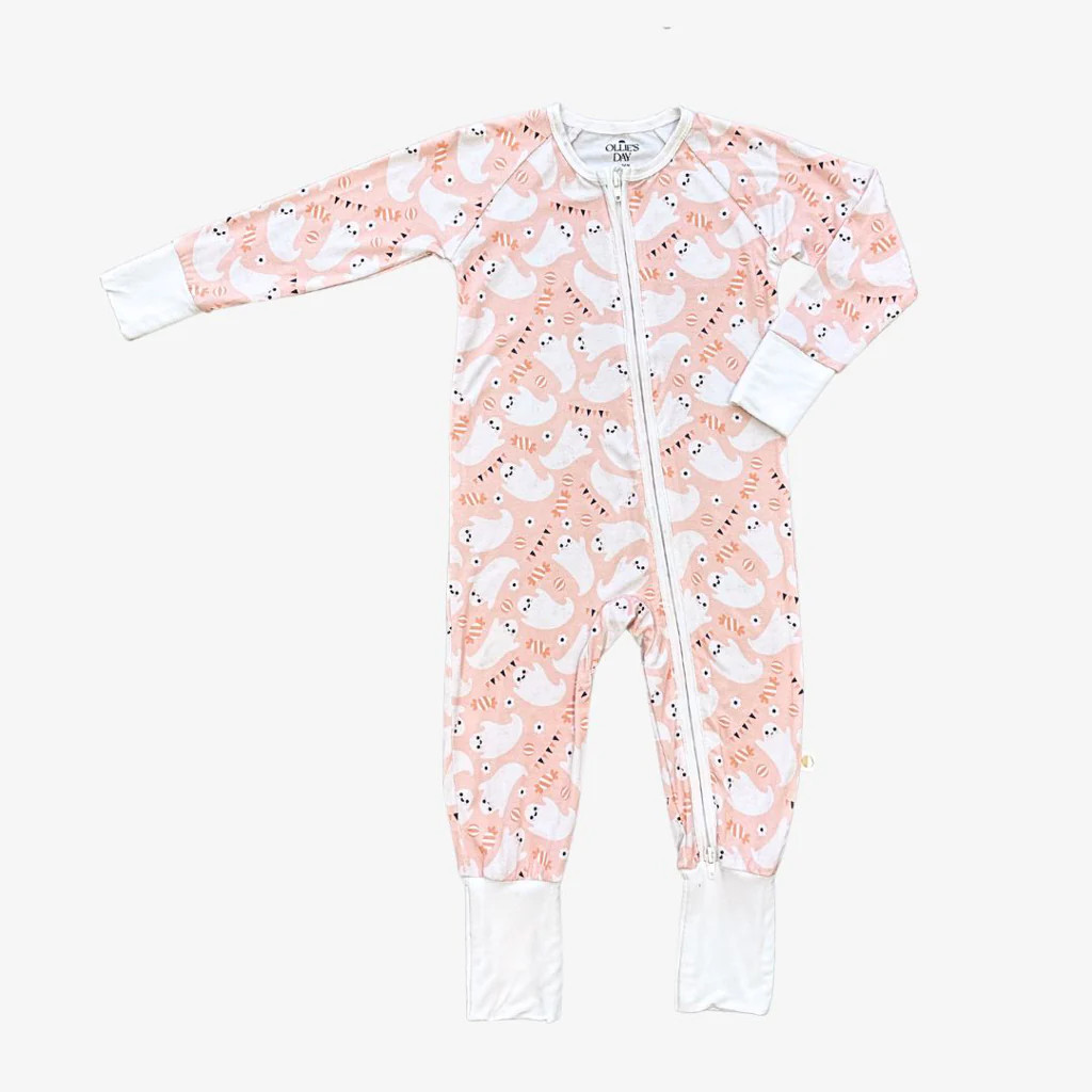 Zippered Romper in Candy Ghosts | Ollie's Day