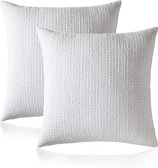mosey Fascinating White Pillow Covers 20x20 Set of 2, Enzyme Washed, Cotton Waffle Texture, Brand... | Amazon (US)