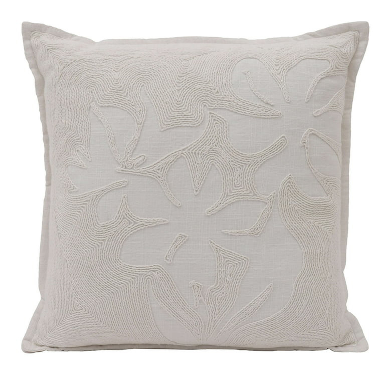 Better Homes & Gardens 18" x 18" Ivory Sophia Embroidered Floral Decorative Throw Pillow | Walmart (US)