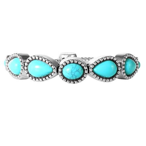 Jessica Simpson Womens Turquoise Stone Slider Bracelet - Oxidized Silver-Tone Lariat Bracelet with Turquoise Accents | Amazon (US)