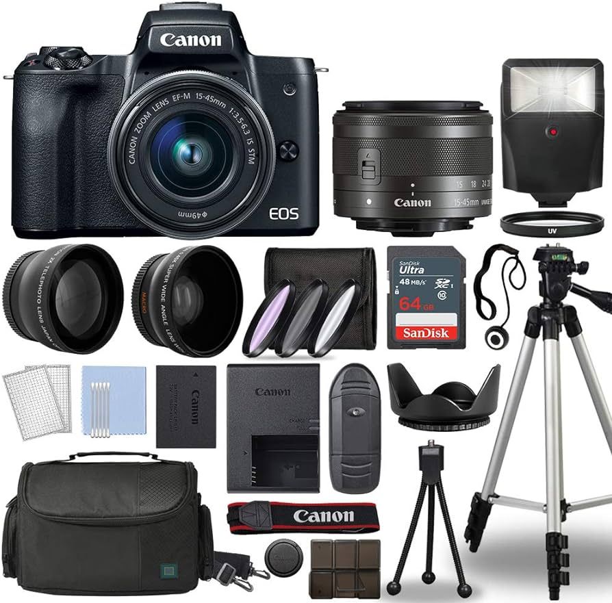 Canon EOS M50 Mark II Mirrorless Digital Camera Body Black with Canon EF-M 15-45mm f/3.5-6.3 STM ... | Amazon (US)