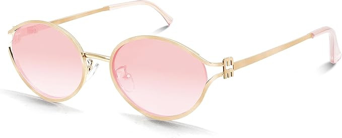 BOTEN Retro Oval Sunglasses for Women Men Small 90s Sun Glasses Trendy Gold Frame Round Shades Cu... | Amazon (US)