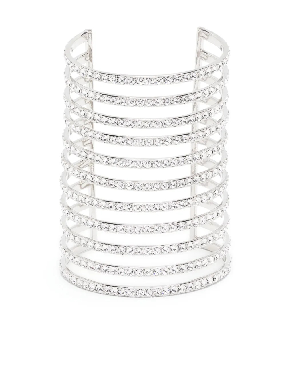 Amina Muaddi Vittoria crystal-embellished Cuff Bracelet  | Silver | FARFETCH | Farfetch Global