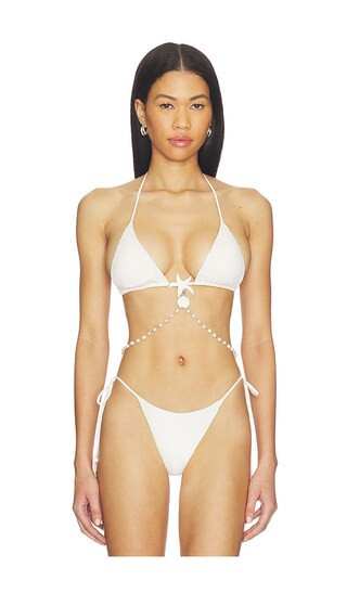 Leslie Amon Pearl White Bikini Top in White. - size M | Revolve Clothing (Global)