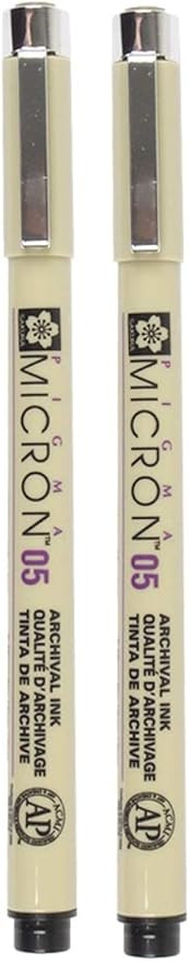 SAKURA PIGMA MICRON 05 FINELINER PEN, 0.45MM LINE WIDTH, PACK OF 2 (Black) | Amazon (US)