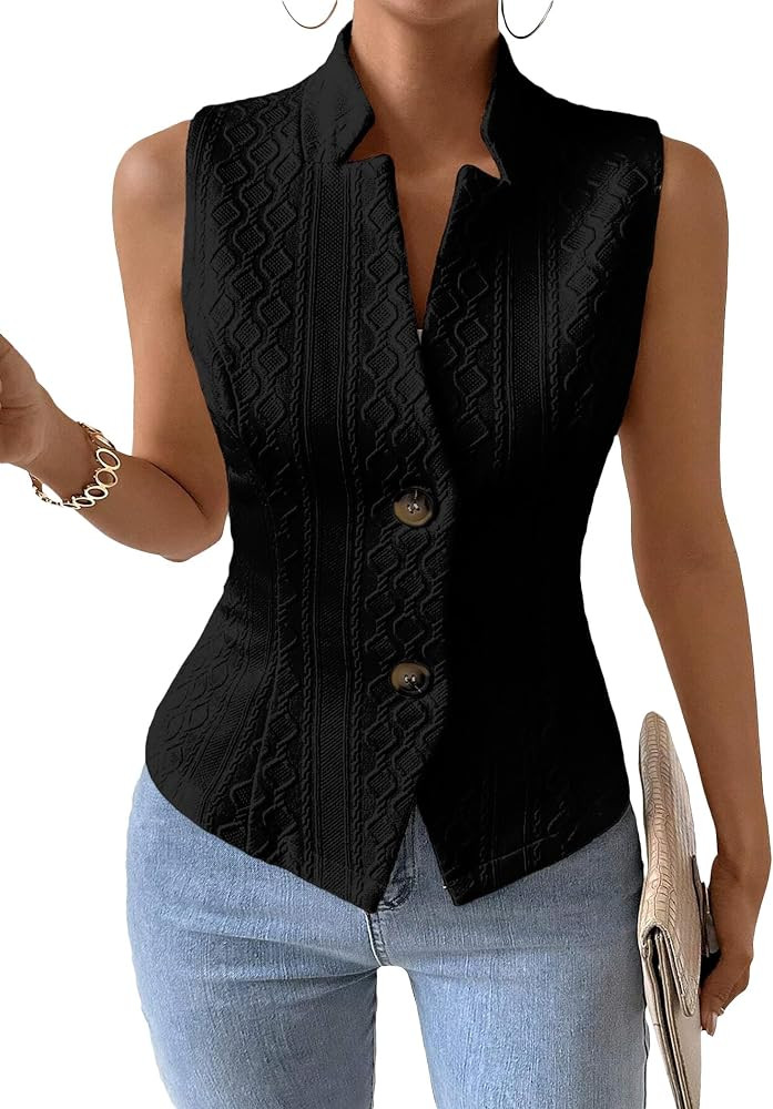 Mina Self Women's Sleeveless Sweater Vest,Knit Stretchy Dressy Casual Top | Amazon (US)