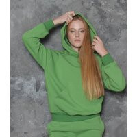 Bright Green Cotton Jersey Hoodie Women's Loungewear Sweatshirt | Etsy (US)