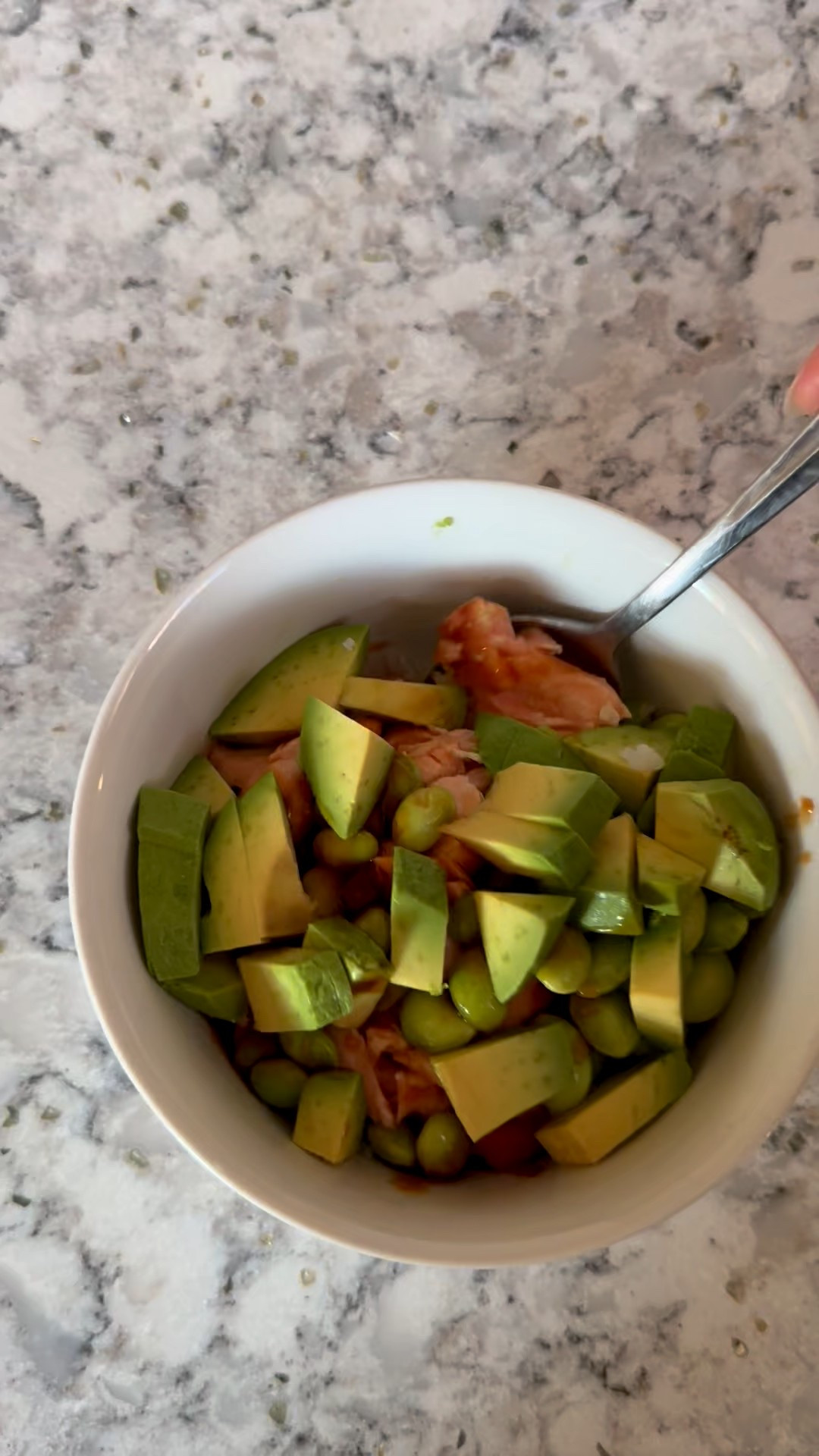 5 ingredient salmon teriyaki rice bowl with edamame and avocado. Healthy mix of carbs, protein, fats & fiber. I used my rice cooker for rice, cooked salmon in oven at 450 for 11 minutes with teriyaki sauce on top. Cook frozen edamame packet for 2 minutes in microwave. Combine & enjoy! 
#recipe #healthyfood #mealidea 

#LTKmomlife #LTKfoodie #LTKfitnessgoals