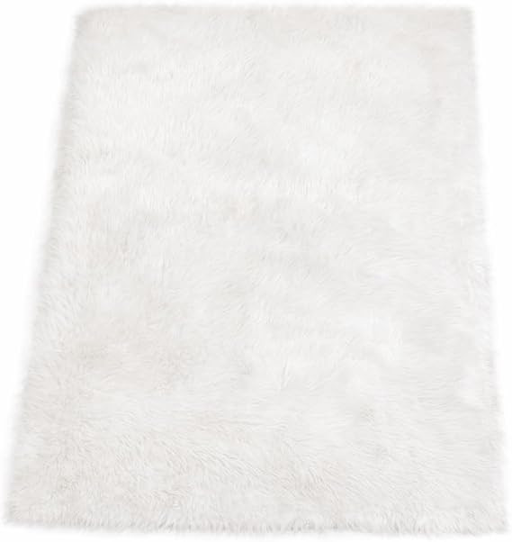 Goolela White Area Rug 5x7 Fluffy Fuzzy Furry Sheepskin Rug for Bedroom Living Room Faux Fur Shag... | Amazon (US)
