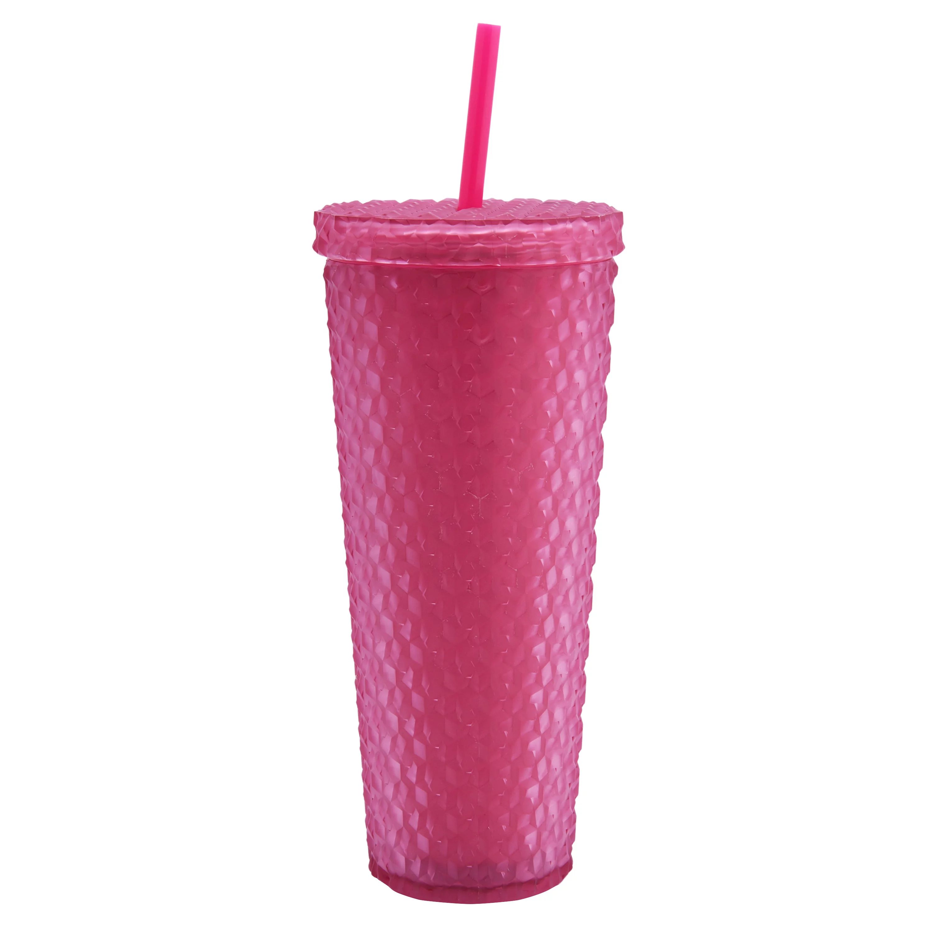 Mainstays 26-Ounce Acrylic Matte Textured Tumbler with Straw, Pink - Walmart.com | Walmart (US)