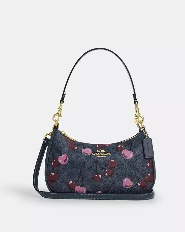 Teri Shoulder Bag In Signature Canvas With Cherry Print | Coach Outlet US
