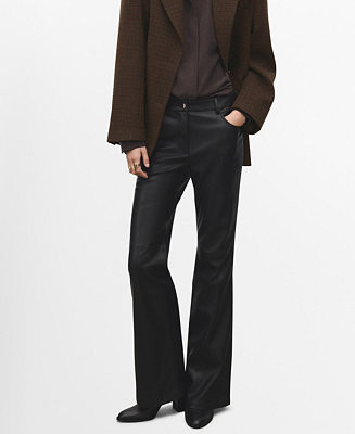 Women's Faux-Leather Flared Pants | Macy's