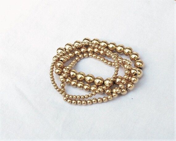 Stretchy Bead Bracelet, Bracelets for Women, Gift for her, Gold Bracelet Stretchy Bracelet, Sterl... | Etsy (US)