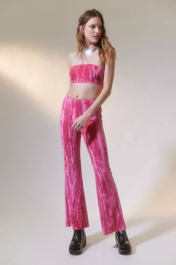 UO Side Eye Velvet Cropped Top & Pant Set | Urban Outfitters (US and RoW)