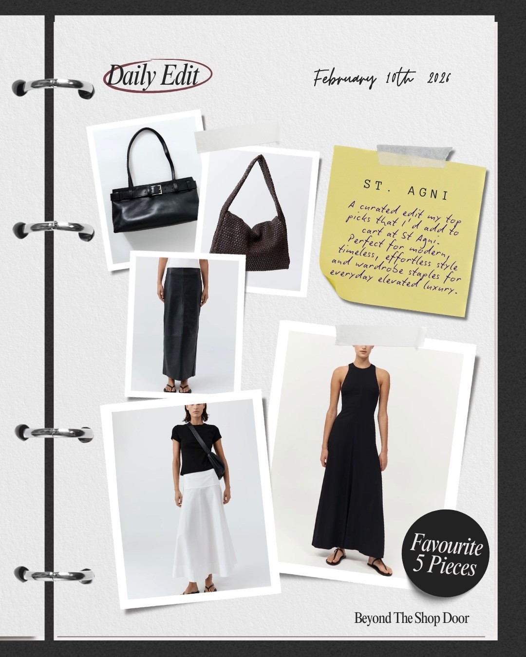 Favourite Five Pieces from St. Agni 

A curated edit of the items I’d genuinely add to cart for modern, timeless style and effortless everyday luxury.

I’ve always loved the Australian brand’s aesthetic, beautiful natural fabrics, and minimalist silhouettes that make building an elevated wardrobe feel easy.

Favourites- 
Belt Detail Baguette — on pre-order, giving designer energy and sure to sell out.
Cotton Circle Hem Skirt — available in white and black; wardrobe-staple perfection.
Leather Column Skirt — everything about this is perfection, especially the length. Timeless!
Cut Away Maxi Dress — classic, effortless and currently on sale.
Lattice Everyday Satchel — a truly stunning everyday bag.

#LTKOver40