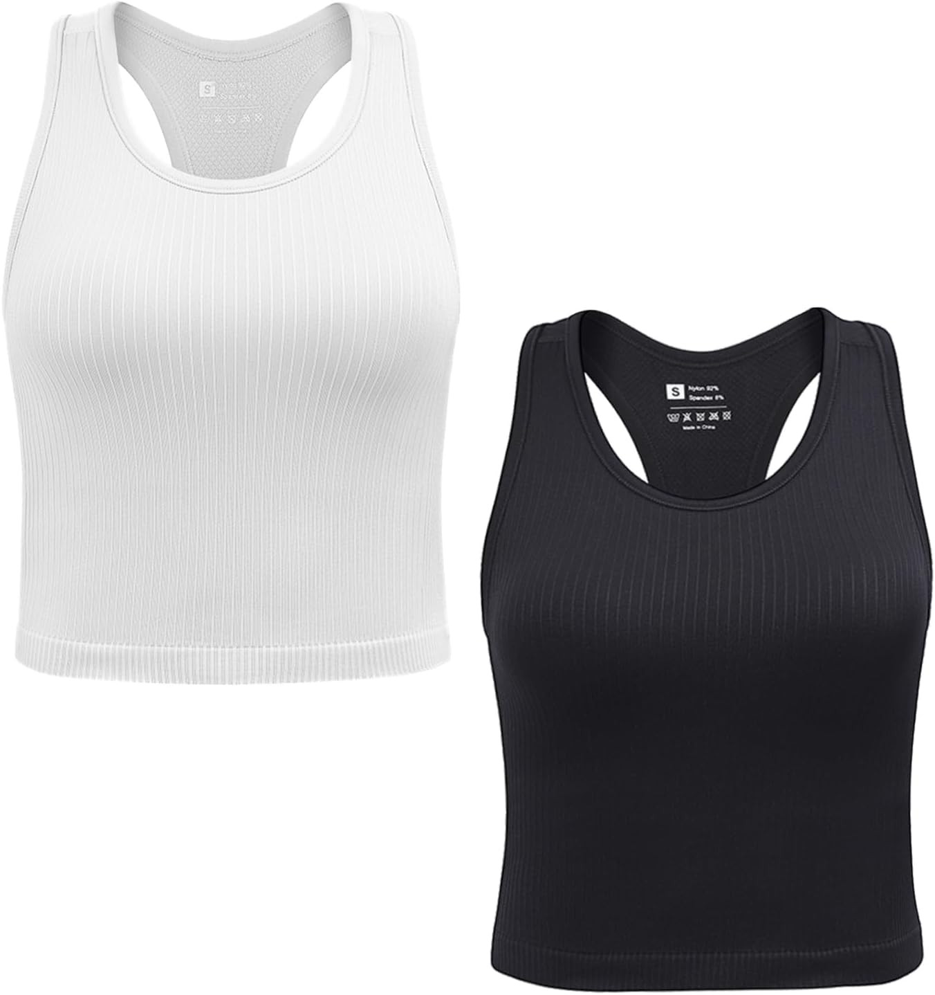 Tanks Tops with Built in Bra for Women Racerback Seamless Crop Sport Bra | Amazon (US)
