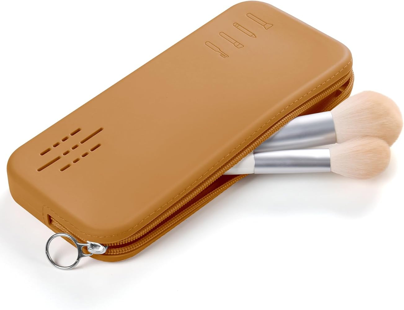 Travel Makeup Brush Holder Portable Makeup Brush Organizer Anti-fall Out Silicone Makeup Bag Trav... | Amazon (US)