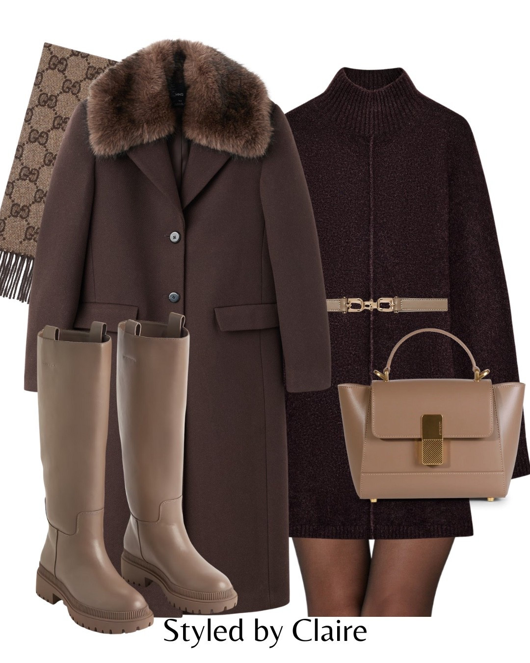 FAUX FUR COLLAR🐻
Tags: mango chocolate brown wool coat maxi knee high boots beige faux leather H&M Gucci cashmere scarf knit dress Zara taupe belt ateliers August bag gold hardware fashion winter wonderland Christmas markets inspo outfit ideas festive cozy city break Parisian style 

#LTKstyletip #LTKwinter #LTKdresses