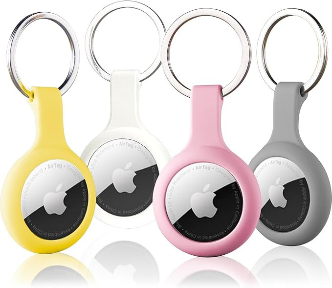 ThingsBag Apple AirTags 4 Pack Case Keychain Silicone Apple Air Tags Holder Item Finders Accessor... | Amazon (US)