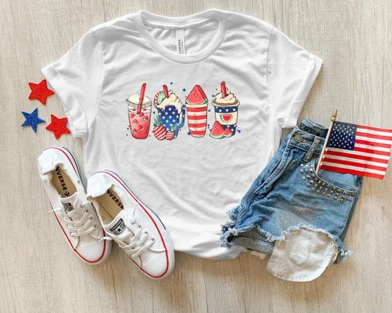 Red White and Blue Cups 4th of July Shirt Independence Day | Etsy | Etsy (US)