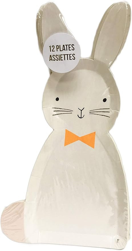Cute Bunny Rabbit Shaped Set of 12 Novelty Easter Spring Appetizer Dessert Party Paper Plates | Amazon (US)