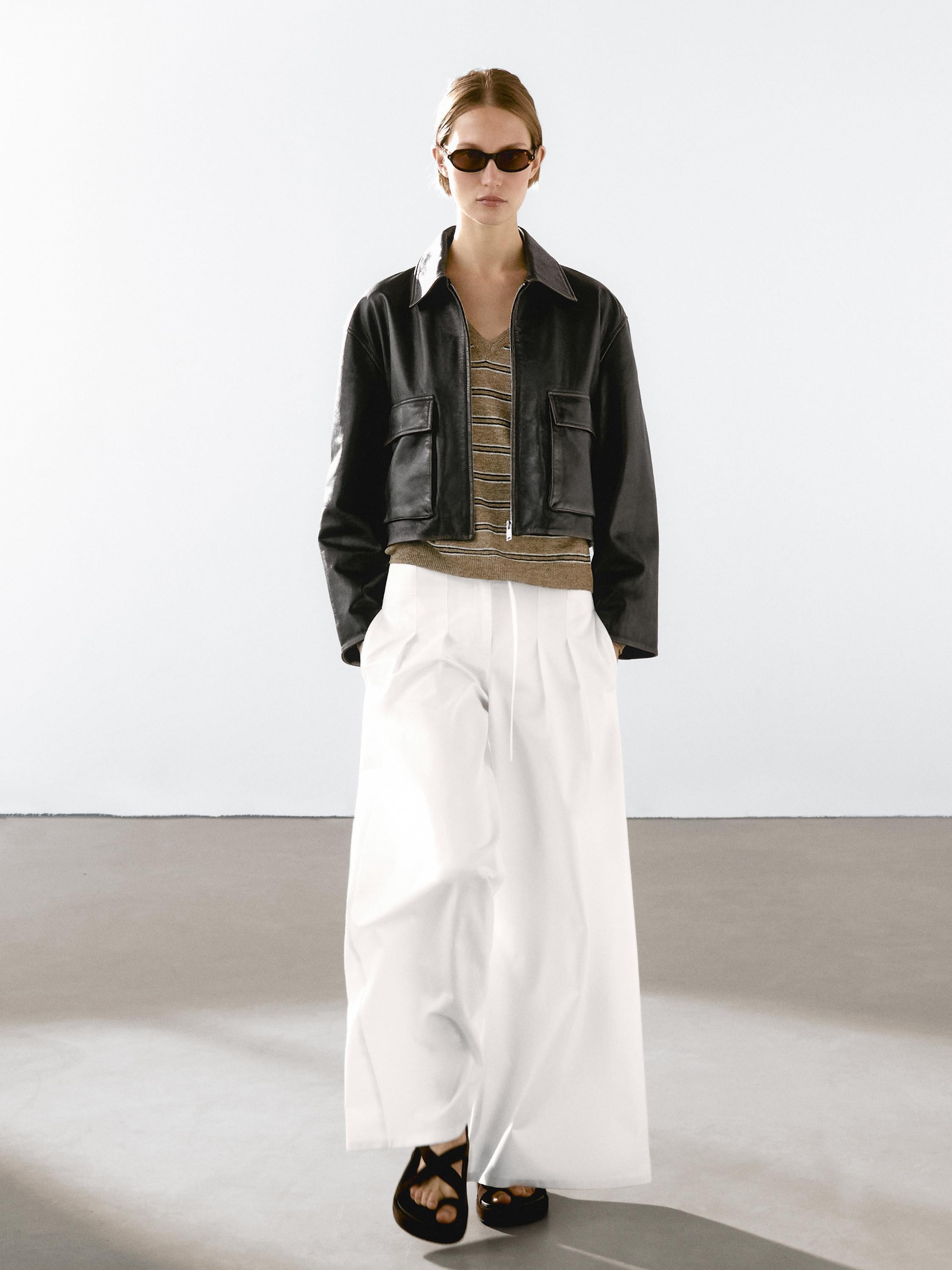 Worn effect nappa leather jacket | Massimo Dutti US